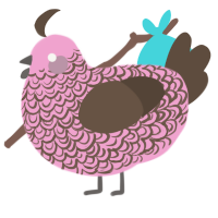 A pink and bark chicken with a double-lace pattern