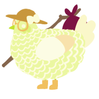 A apple and cream chicken with a lace pattern