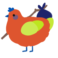 A vermilion and lime chicken
