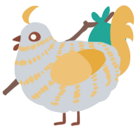 A mist and honey chicken with a bar pattern