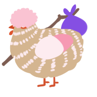 A beige and rose chicken with a bar pattern