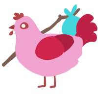 A pink and crimson chicken