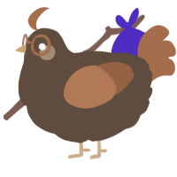 A bark and brown chicken