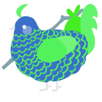 A gold and plum chicken with a lace pattern