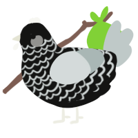 A black and silver chicken with a lace pattern