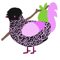 Teenage angst, a black and lavender chicken with a double-lace pattern