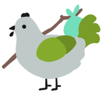 A silver and chartreuse chicken