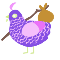A blurple and lavender chicken with a lace pattern