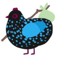 A sable and sky chicken with a speckle pattern