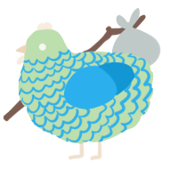 A gluppy and sky chicken with a lace pattern