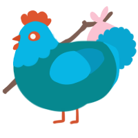 A teal and cerulean chicken with a head pattern