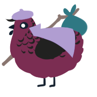 A maroon and sable chicken with a half-lace pattern