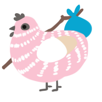 A rose and cream chicken with a bar pattern