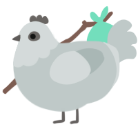 A silver chicken with a head pattern