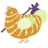 A orange and apple chicken with a bar pattern