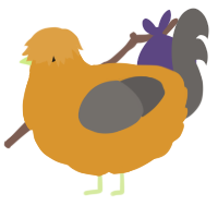 A orange and grey chicken