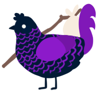 A tumblr and violet chicken with a lace pattern
