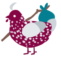 A maroon and mist chicken with a speckle pattern