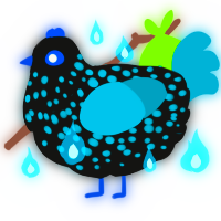 A black and sea chicken with a speckle pattern