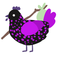 A sable and amethyst chicken with a speckle pattern