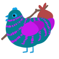 A sea and amethyst chicken with a bar pattern
