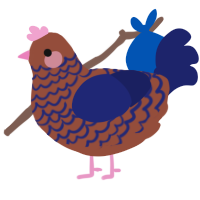 A russet and navy chicken with a lace pattern