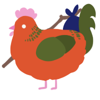 A vermilion and olive chicken with a neck-band pattern