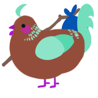 A russet and mint chicken with a neck-band pattern