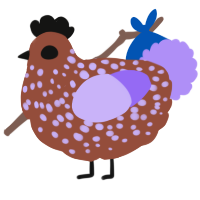 A russet and lilac chicken with a speckle pattern