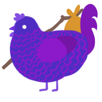 A indigo and violet chicken with a lace pattern