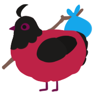 A crimson and sable chicken with a head pattern