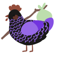 A sable and blurple chicken with a lace pattern