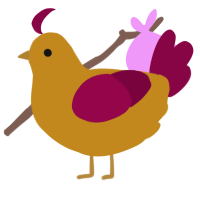 A ochre and maroon chicken