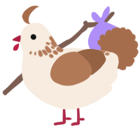 A cream and brown chicken with a neck-speckle pattern