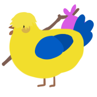 A yellow and ultramarine chicken