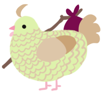 A apple and beige chicken with a lace pattern