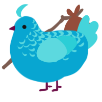 A cerulean and aqua chicken with a half-lace pattern