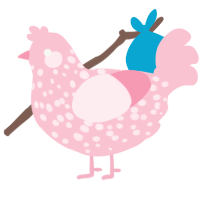A rose chicken with a speckle pattern