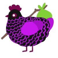 A black and amethyst chicken with a lace pattern