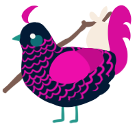 A tumblr and fuchsia chicken with a lace pattern