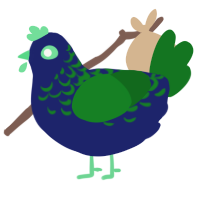 A navy and leaf chicken with a half-lace pattern