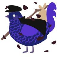 A navy and indigo chicken with a lace pattern