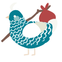 A sea and white chicken with a lace pattern