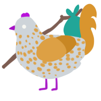 A mist and orange chicken with a speckle pattern