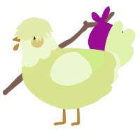 A lemon and apple chicken with a head pattern