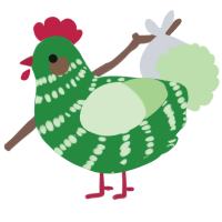 A viridian and gluppy chicken with a bar pattern