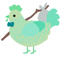 A gluppy and mint chicken with a lace pattern