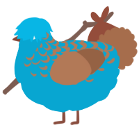A cerulean and brown chicken with a half-lace pattern