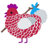 A crimson and mist chicken with a lace pattern