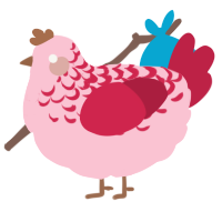 A rose and crimson chicken with a half-lace pattern